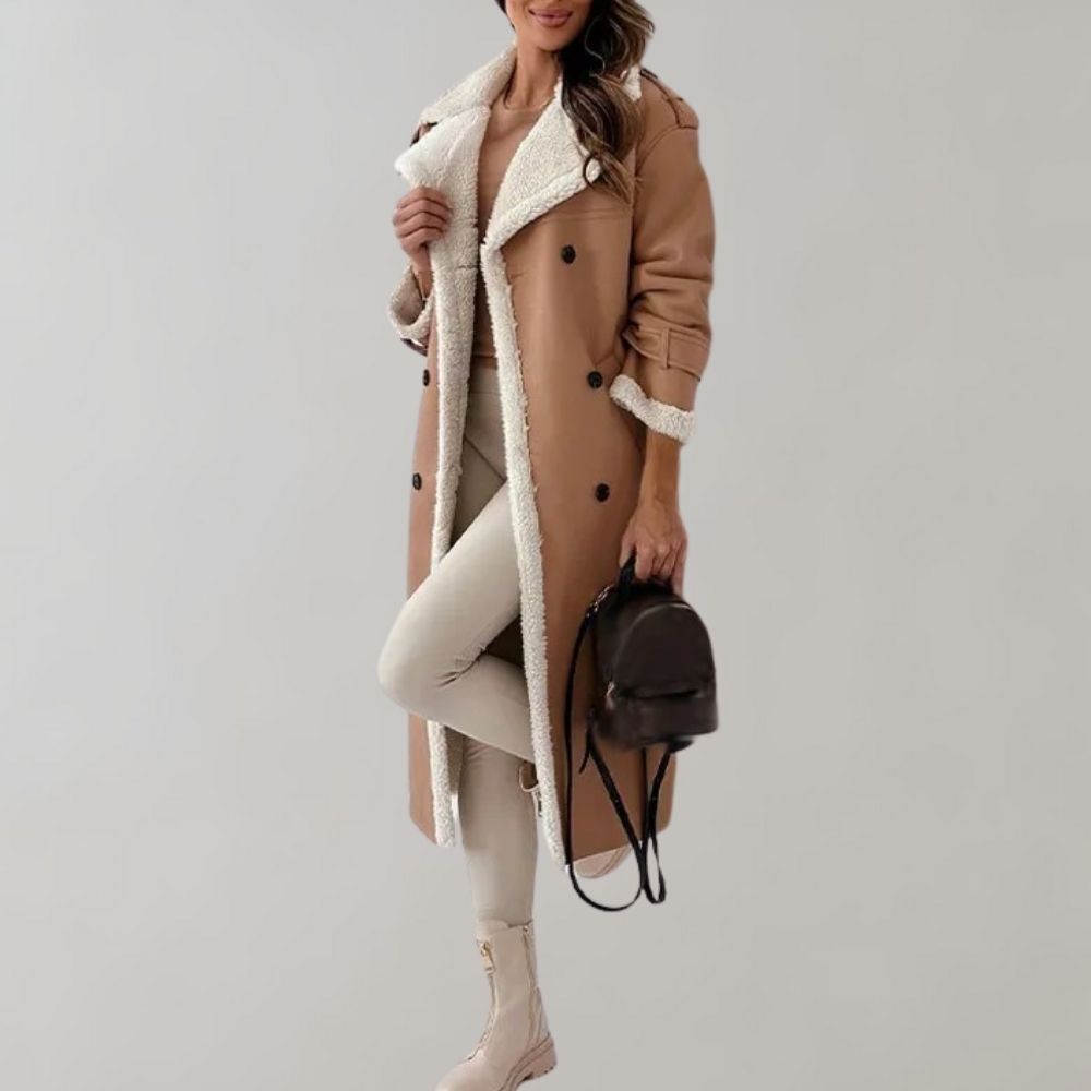 Aliams | Einreihiger Wintermantel Aus Weichem Leder