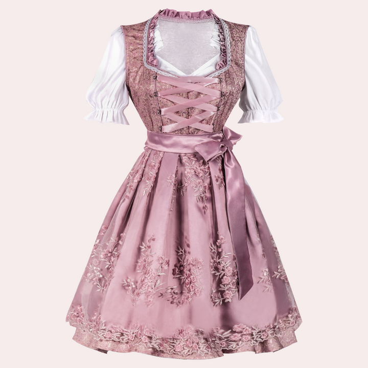 Aliams | Damen Dirndl mit Feiner Blumenapplikation