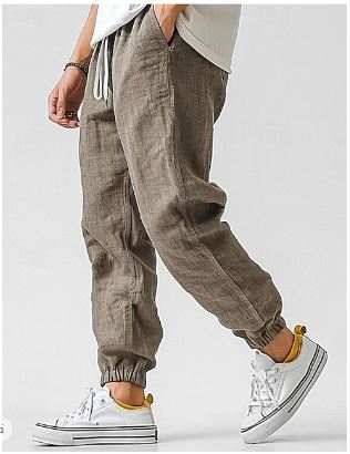 Herren Cargo-Hose Aus Leinen