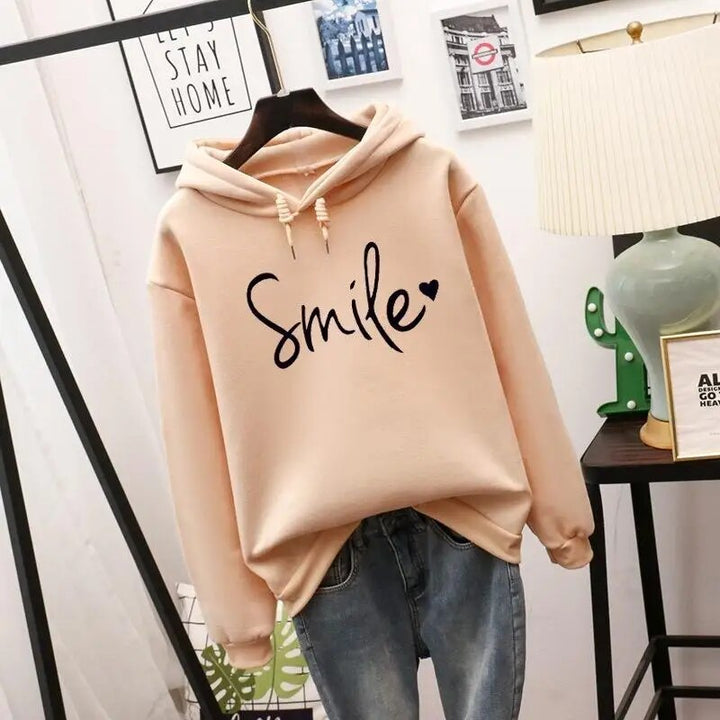 Aliams | Lässig Geschnittener Smile Kapuzenpulli für Frauen
