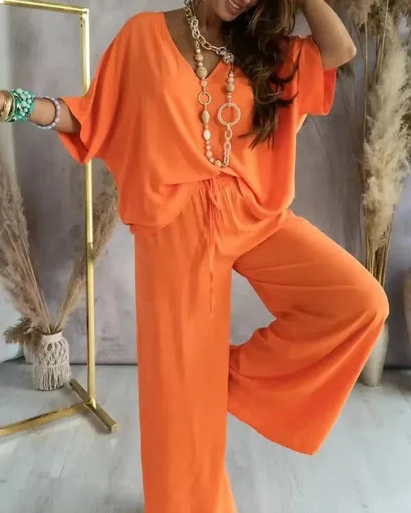 Co-Ord Set Mit Weitem Bein Und Top Für Damen
