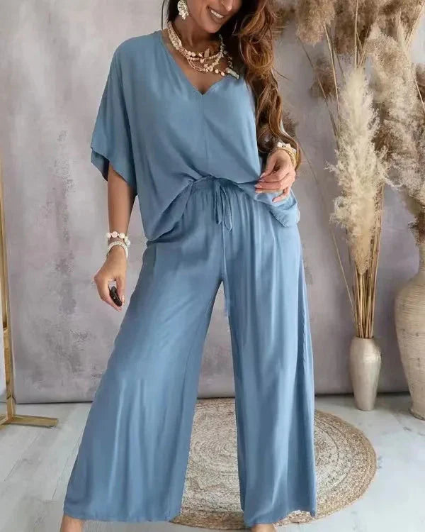 Co-Ord Set Mit Weitem Bein Und Top Für Damen