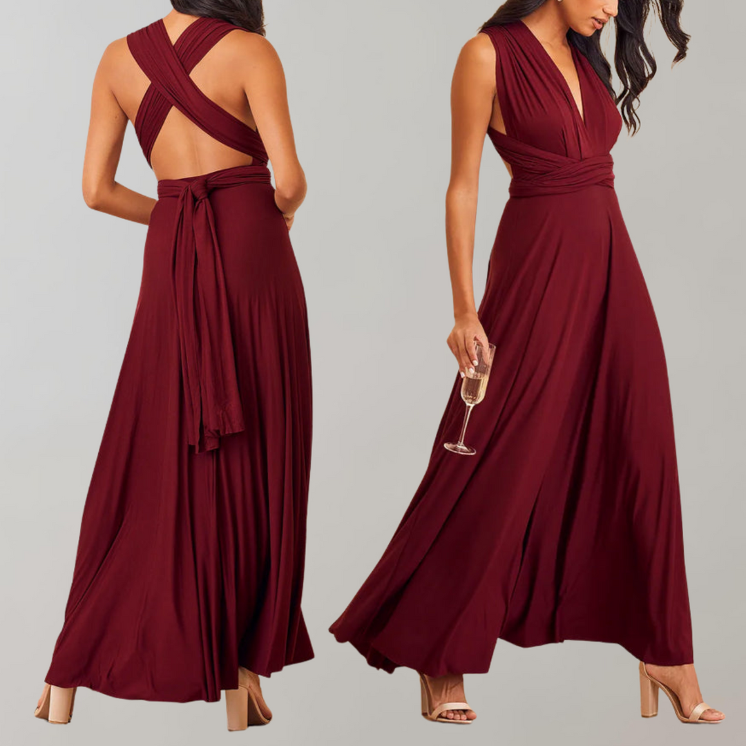 Aliams | Schick Maxikleid Cocktail Kleid Taillengurtel