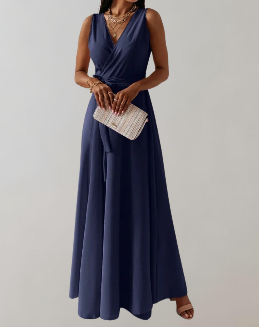 Aliams | Cocktail Kleid mit Taillengurtel Schickes Maxikleid Zeitlos Design