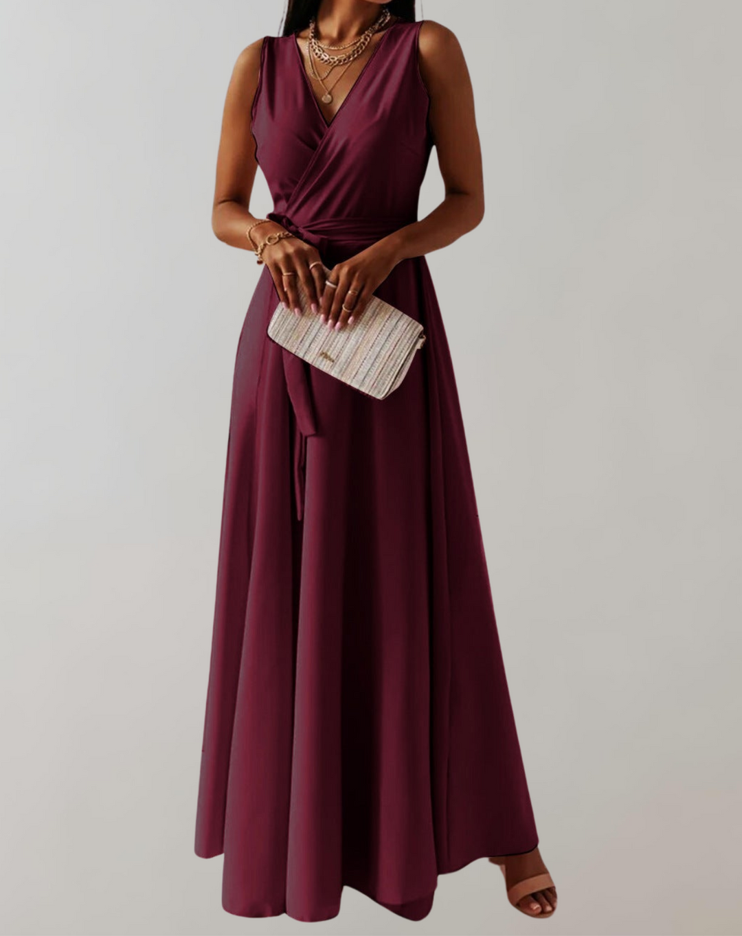 Aliams | Cocktail Kleid mit Taillengurtel Schickes Maxikleid Zeitlos Design