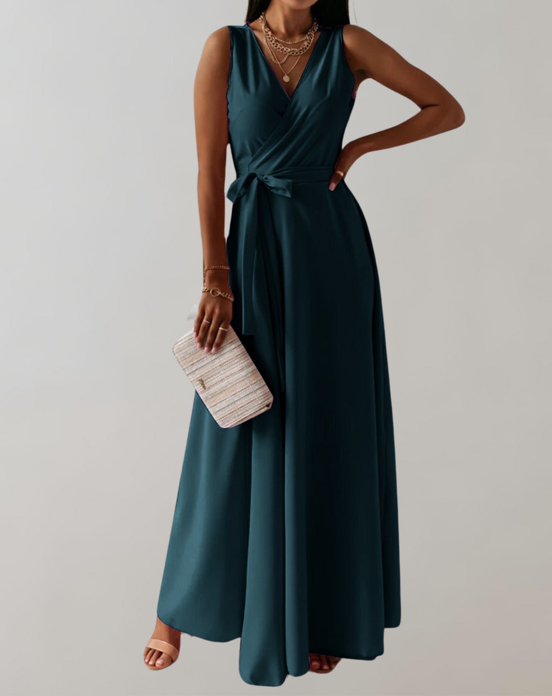Aliams | Cocktail Kleid mit Taillengurtel Schickes Maxikleid Zeitlos Design