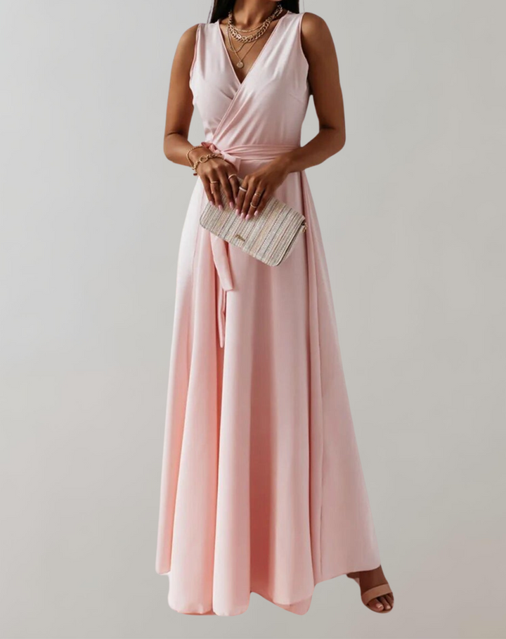Aliams | Cocktail Kleid mit Taillengurtel Schickes Maxikleid Zeitlos Design