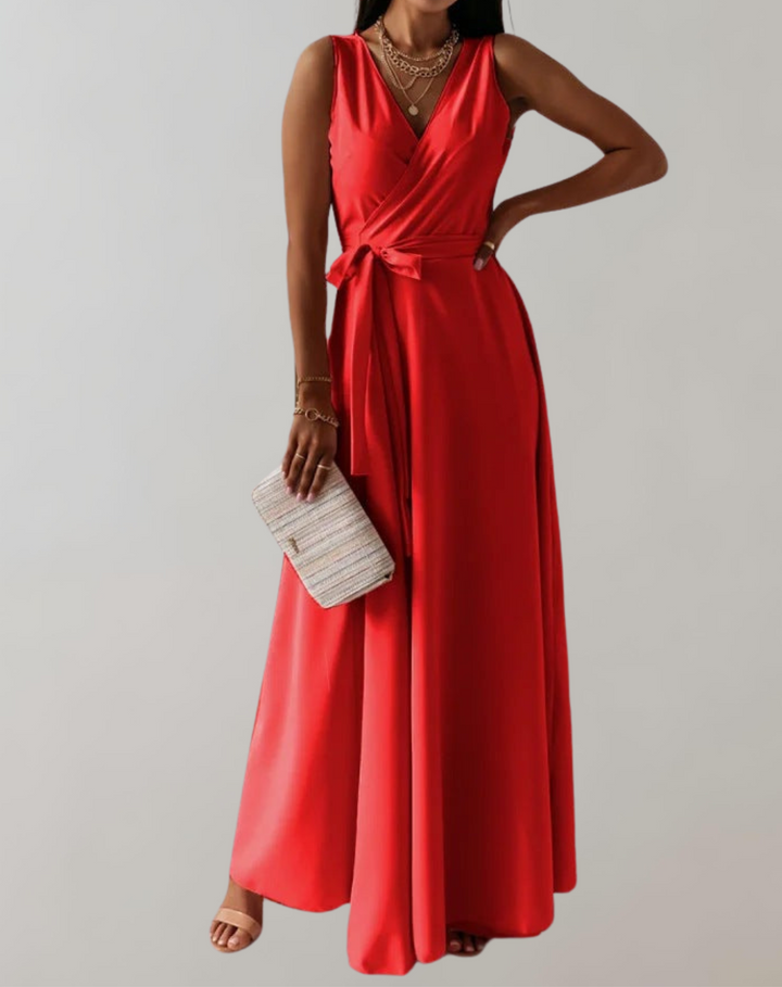 Aliams | Cocktail Kleid mit Taillengurtel Schickes Maxikleid Zeitlos Design