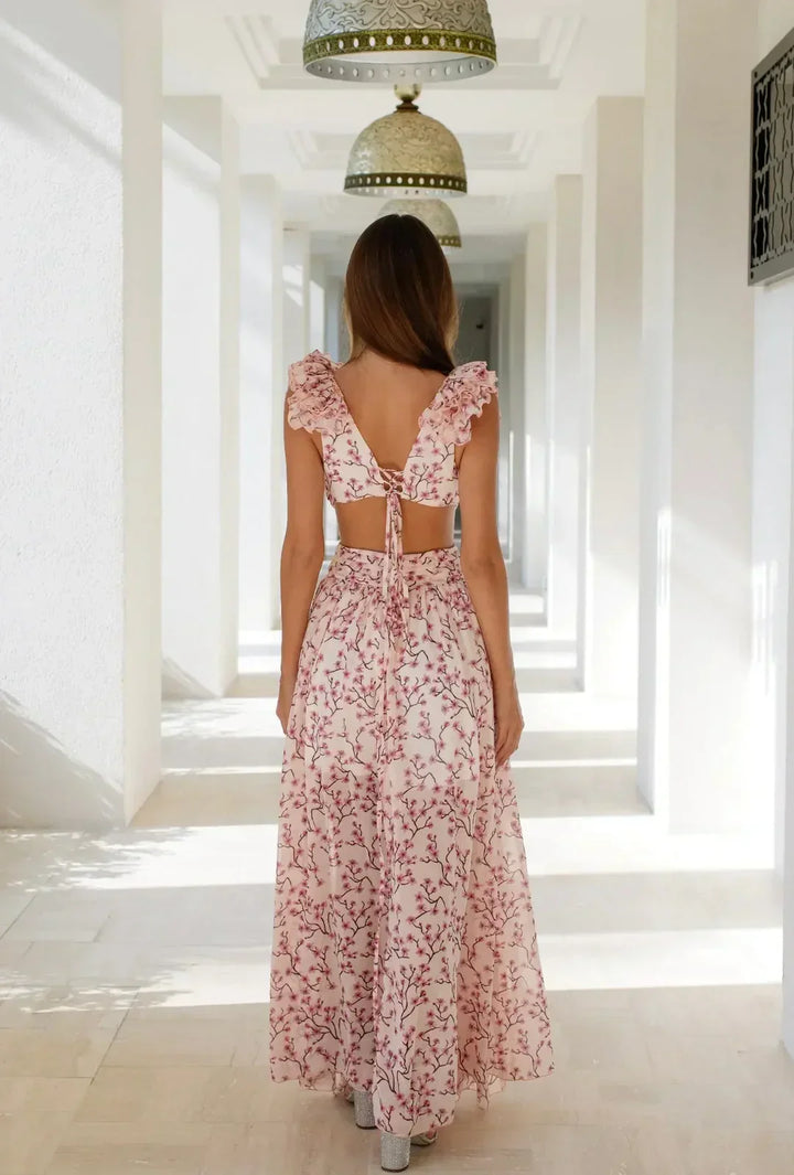 Aliams | Cutout Rüsch Maxi Kleid