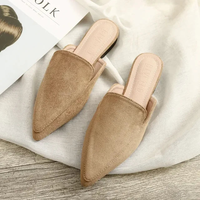 Aliams | Elegante Wildleder Pantoletten mit Spitzer Zehe