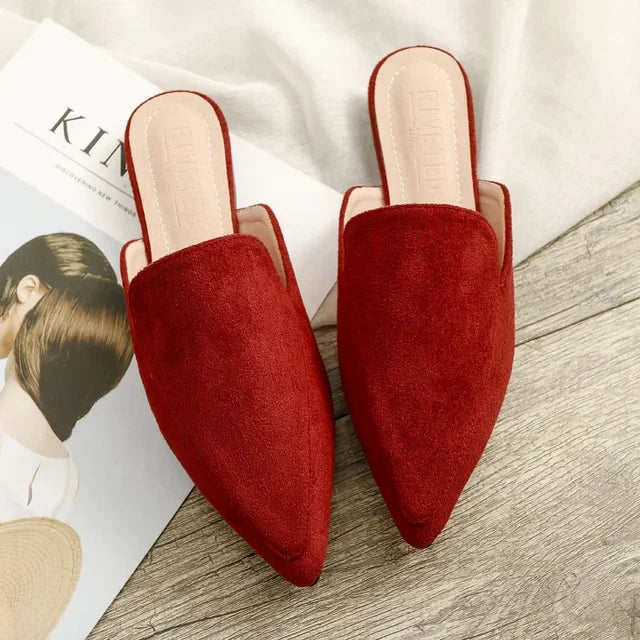 Aliams | Elegante Wildleder Pantoletten mit Spitzer Zehe