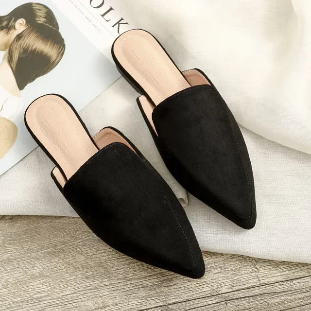 Aliams | Elegante Wildleder Pantoletten mit Spitzer Zehe