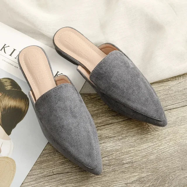 Aliams | Elegante Wildleder Pantoletten mit Spitzer Zehe