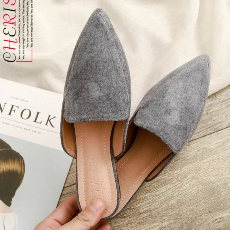 Aliams | Elegante Wildleder Pantoletten mit Spitzer Zehe