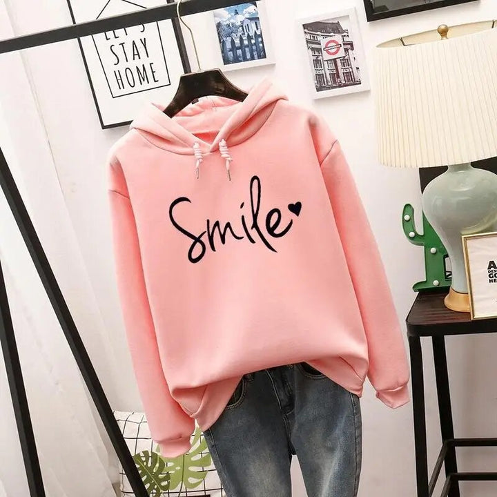 Aliams | Lässig Geschnittener Smile Kapuzenpulli für Frauen
