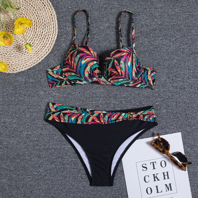 Aliams | Florales Blaues Bikini-Set