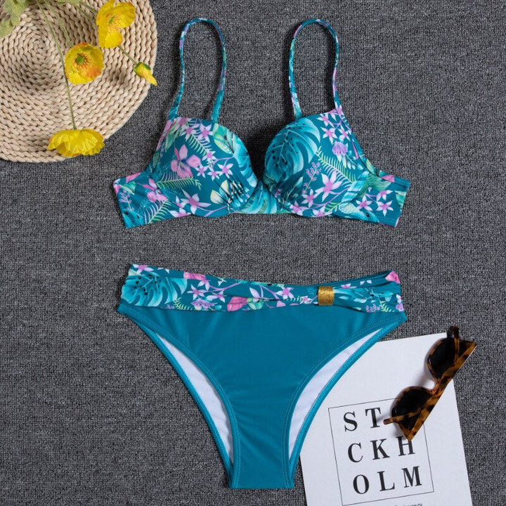 Aliams | Florales Blaues Bikini-Set