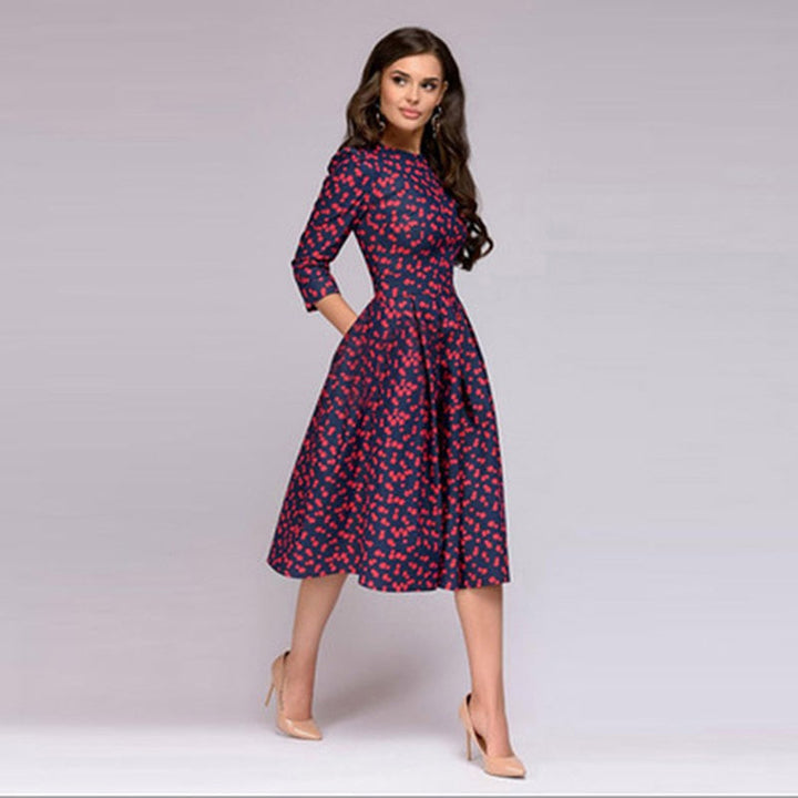 Aliams | Geblümtes Kleid Drei Viertel Ärmel