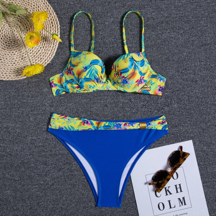 Aliams | Florales Blaues Bikini-Set