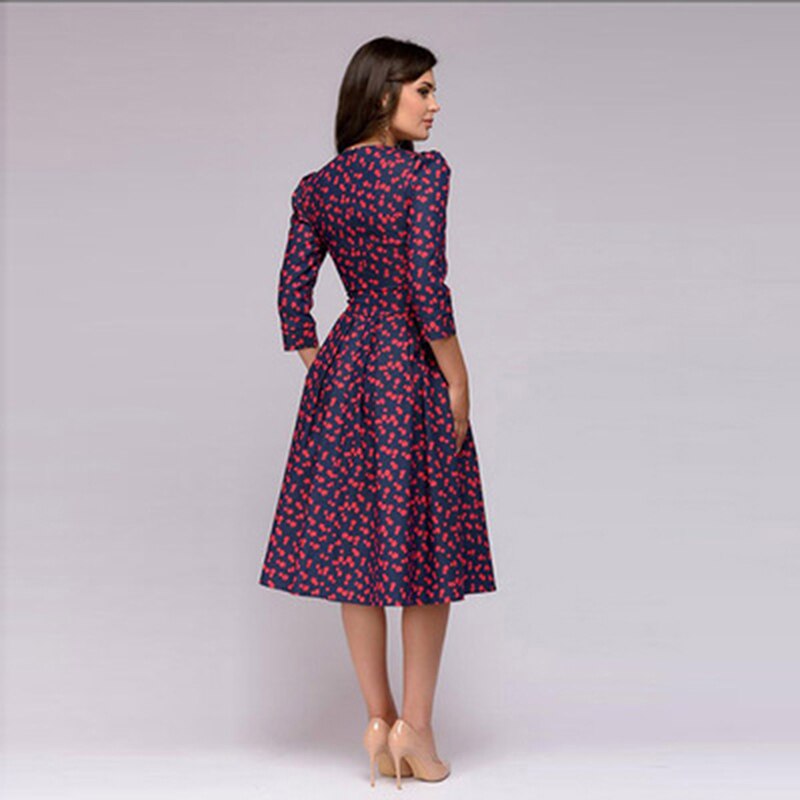 Aliams | Geblümtes Kleid Drei Viertel Ärmel