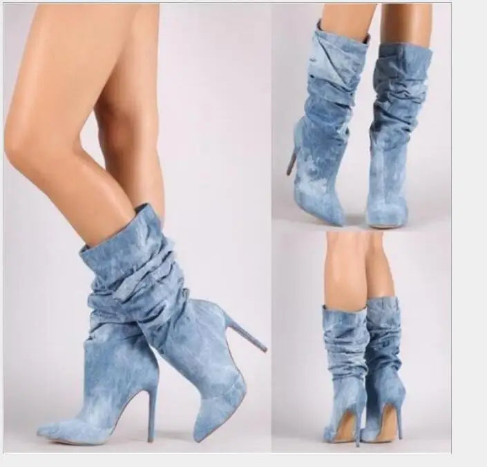 Elyce Denim High Heel Stiefel Für Damen