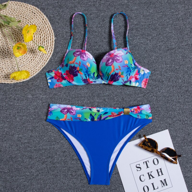 Aliams | Florales Blaues Bikini-Set