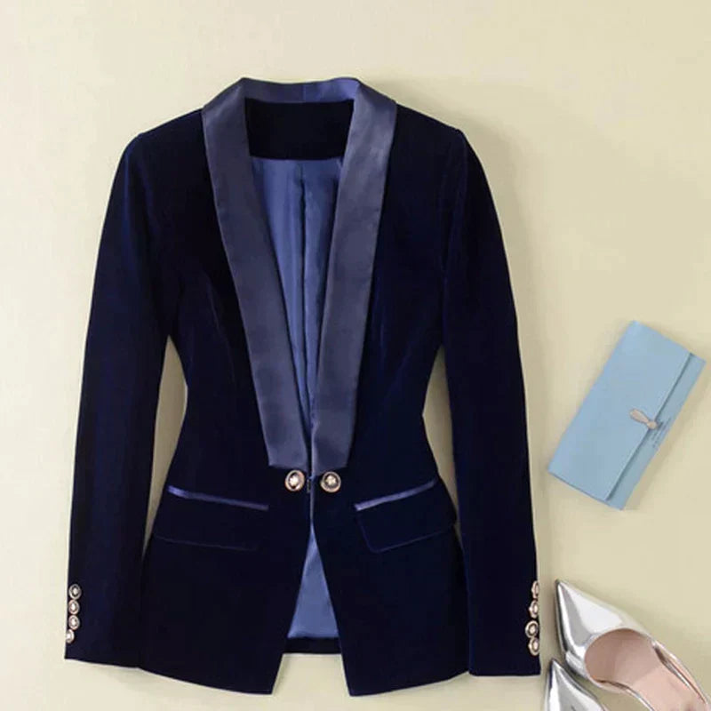 Aliams | Blazer Aus Samt mit Satinaufschlägen