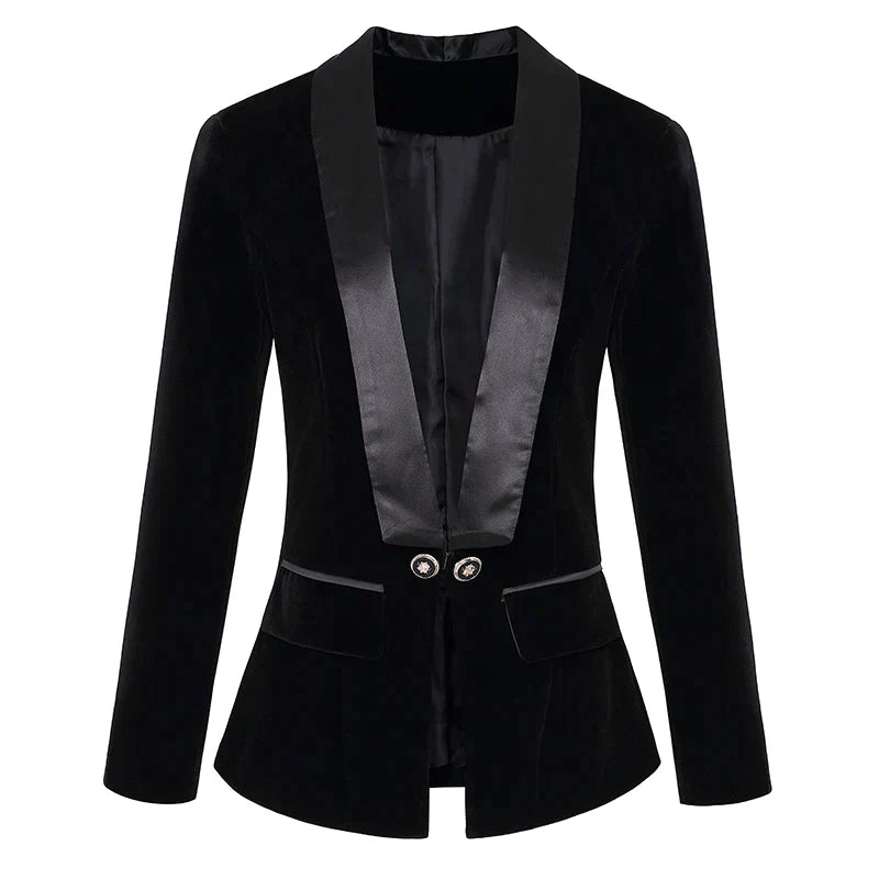 Aliams | Blazer Aus Samt mit Satinaufschlägen
