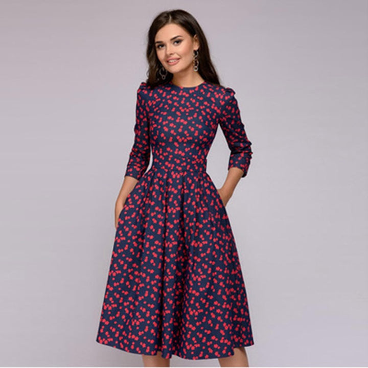 Aliams | Geblümtes Kleid Drei Viertel Ärmel