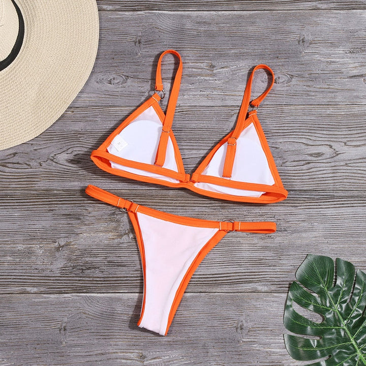 Aliams | Oranger Bikini mit Ringdetails