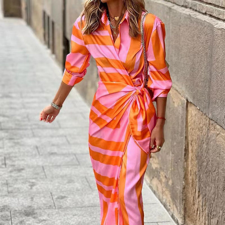 Aliams | Bedrucktes Elegantes Kleid mit Halben Ärmeln
