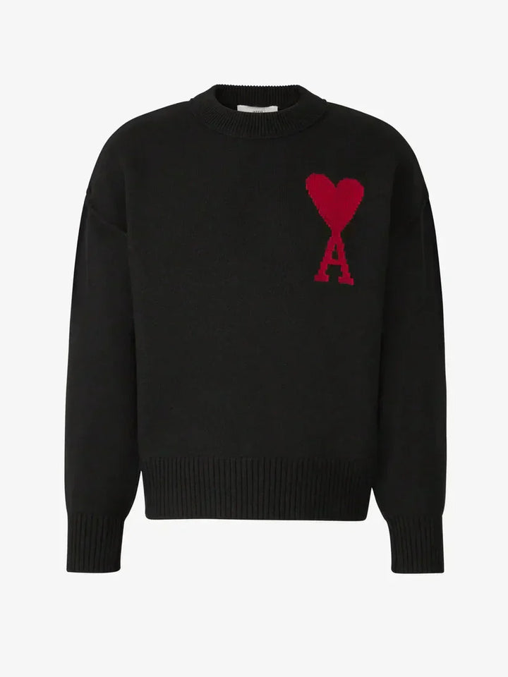 Aliams | Luxuriöser Rundhalsausschnitt Herzmuster Pullover mit Langen Ärmeln