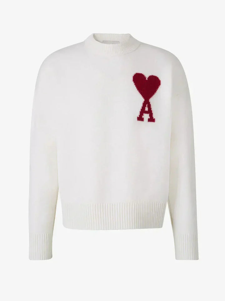 Aliams | Luxuriöser Rundhalsausschnitt Herzmuster Pullover mit Langen Ärmeln