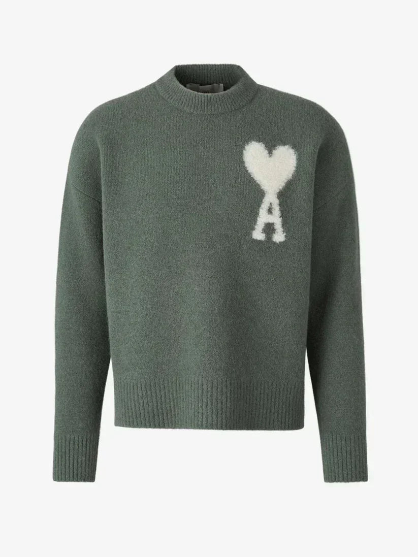 Aliams | Luxuriöser Rundhalsausschnitt Herzmuster Pullover mit Langen Ärmeln