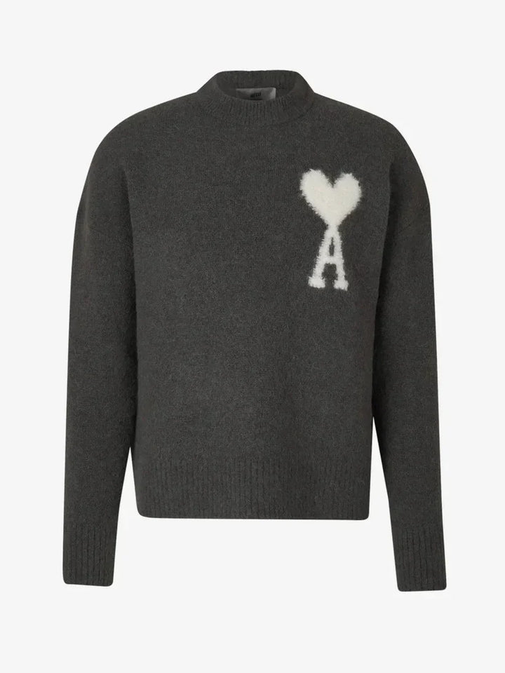Aliams | Luxuriöser Rundhalsausschnitt Herzmuster Pullover mit Langen Ärmeln