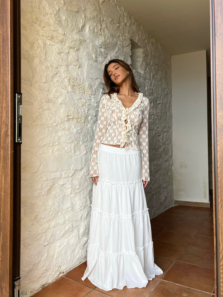 Langer Boho-Maxirock Mit Stufen Für Den Sommer