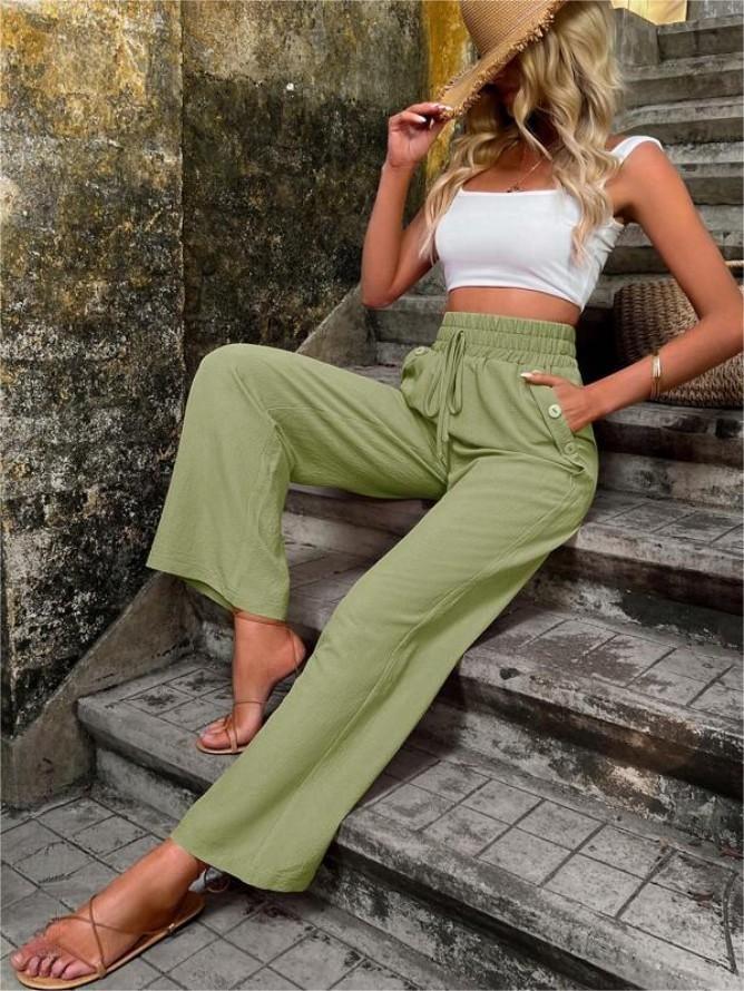 Elastische Hose Mit Hoher Taille