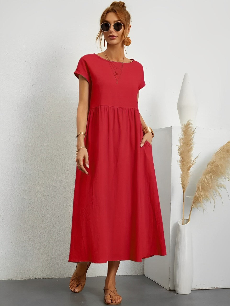Aliams | Atemberaubendes Baumwoll-Sommerkleid mit Bequemem Schnitt für Warmes Wetter