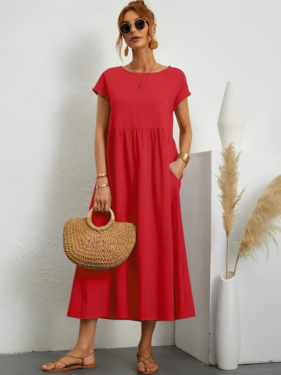 Aliams | Atemberaubendes Baumwoll-Sommerkleid mit Bequemem Schnitt für Warmes Wetter
