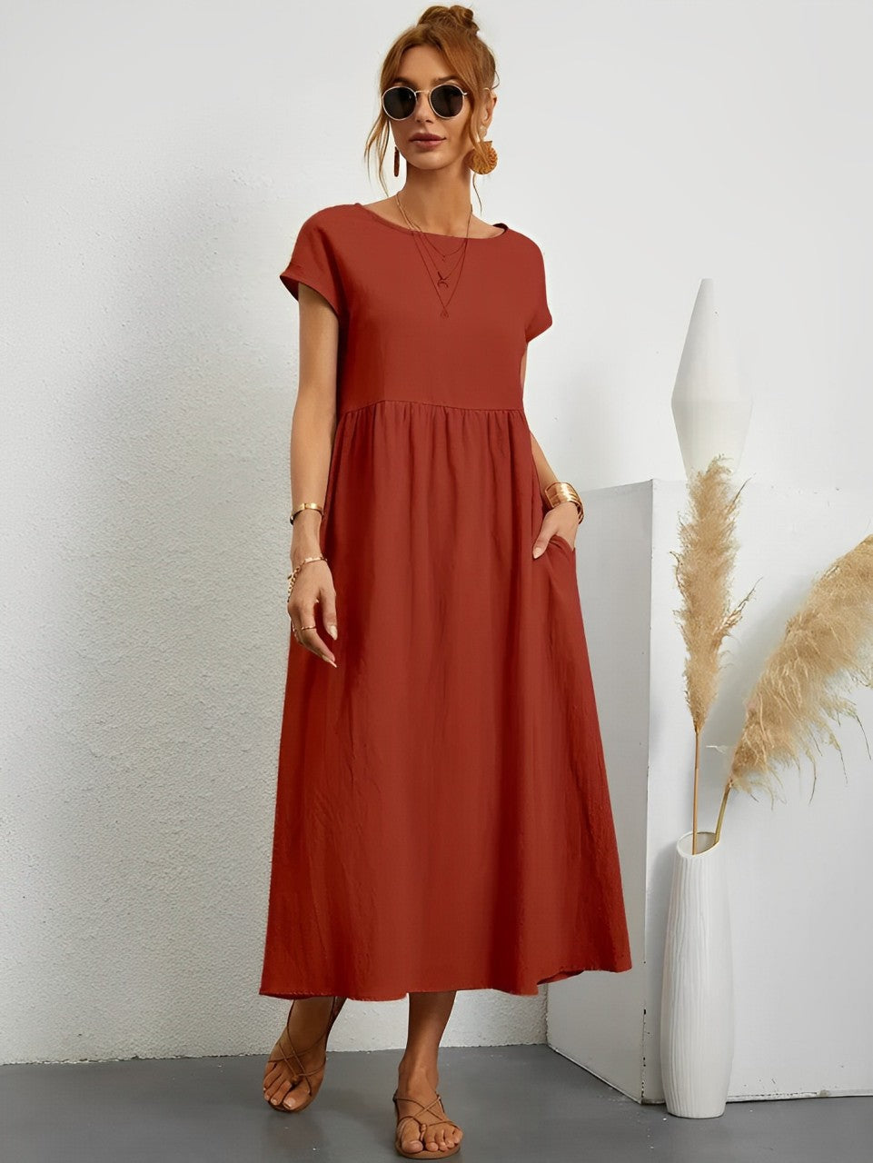 Aliams | Atemberaubendes Baumwoll-Sommerkleid mit Bequemem Schnitt für Warmes Wetter