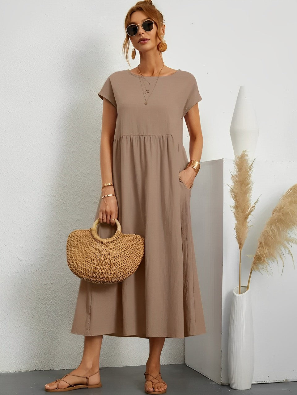 Aliams | Atemberaubendes Baumwoll-Sommerkleid mit Bequemem Schnitt für Warmes Wetter