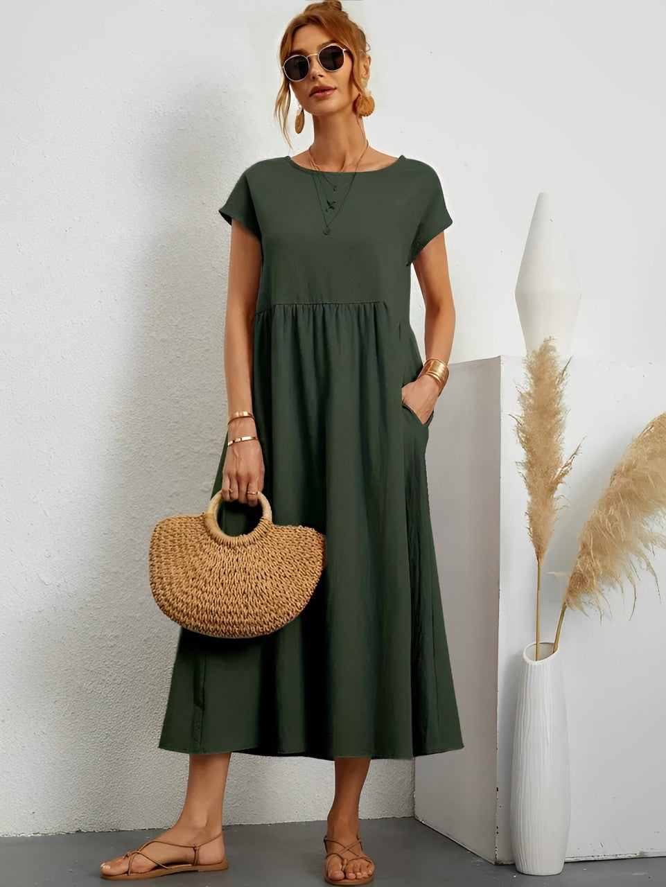 Aliams | Atemberaubendes Baumwoll-Sommerkleid mit Bequemem Schnitt für Warmes Wetter