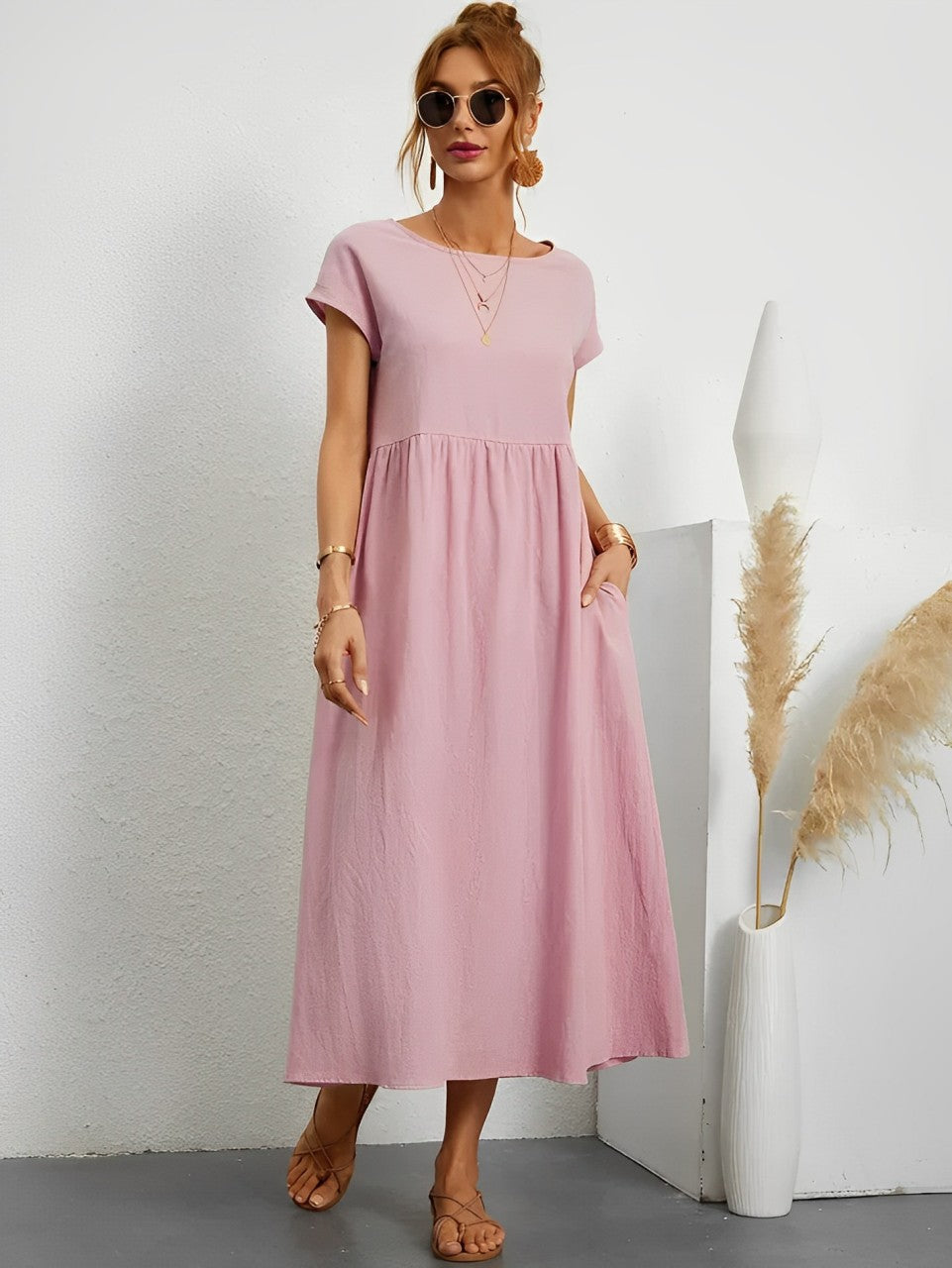 Aliams | Atemberaubendes Baumwoll-Sommerkleid mit Bequemem Schnitt für Warmes Wetter