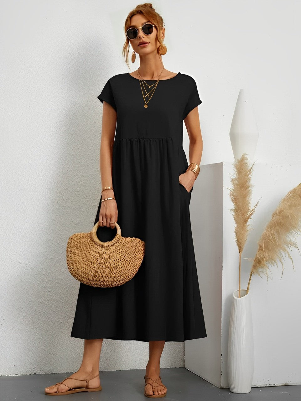Aliams | Atemberaubendes Baumwoll-Sommerkleid mit Bequemem Schnitt für Warmes Wetter