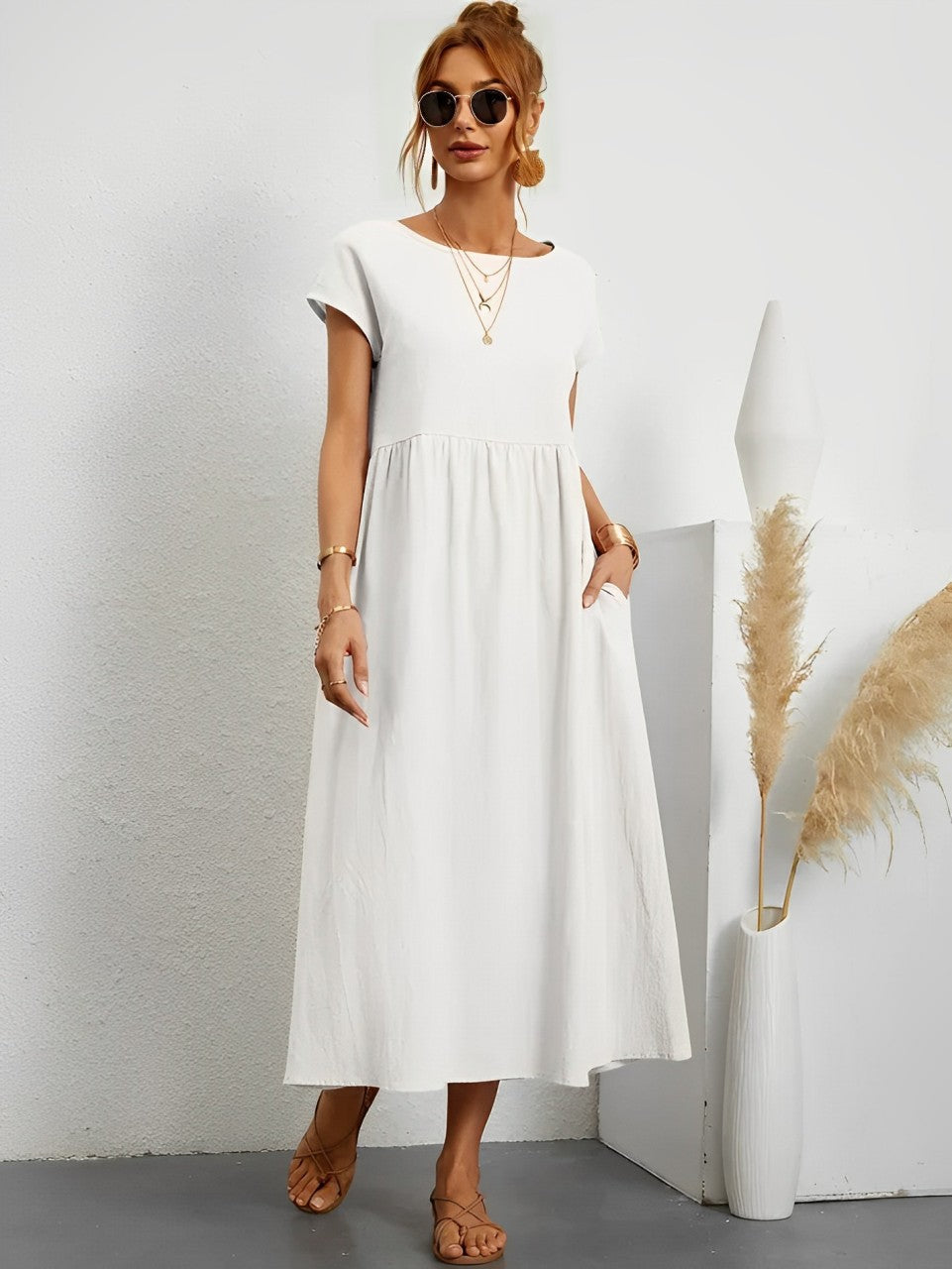 Aliams | Atemberaubendes Baumwoll-Sommerkleid mit Bequemem Schnitt für Warmes Wetter