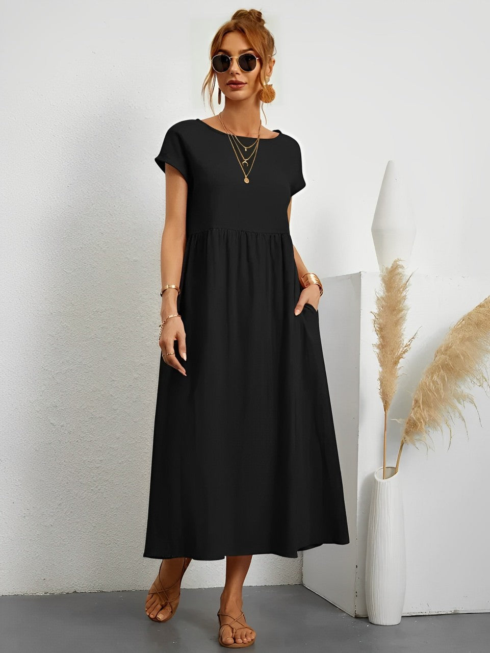 Aliams | Atemberaubendes Baumwoll-Sommerkleid mit Bequemem Schnitt für Warmes Wetter