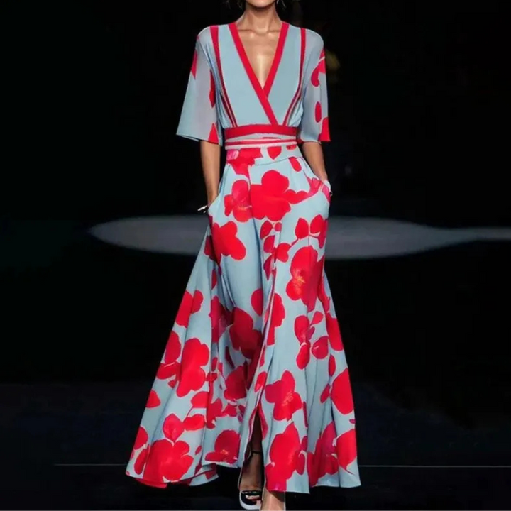Damenkleid in Midilänge mit floralem Muster