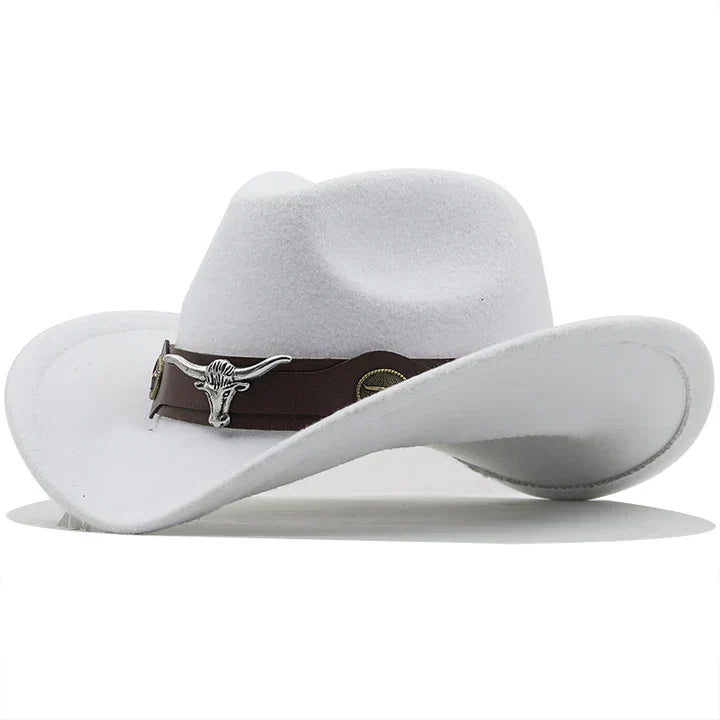 Aliams | Western-Stil Filzhut mit Stier-Schnallenband