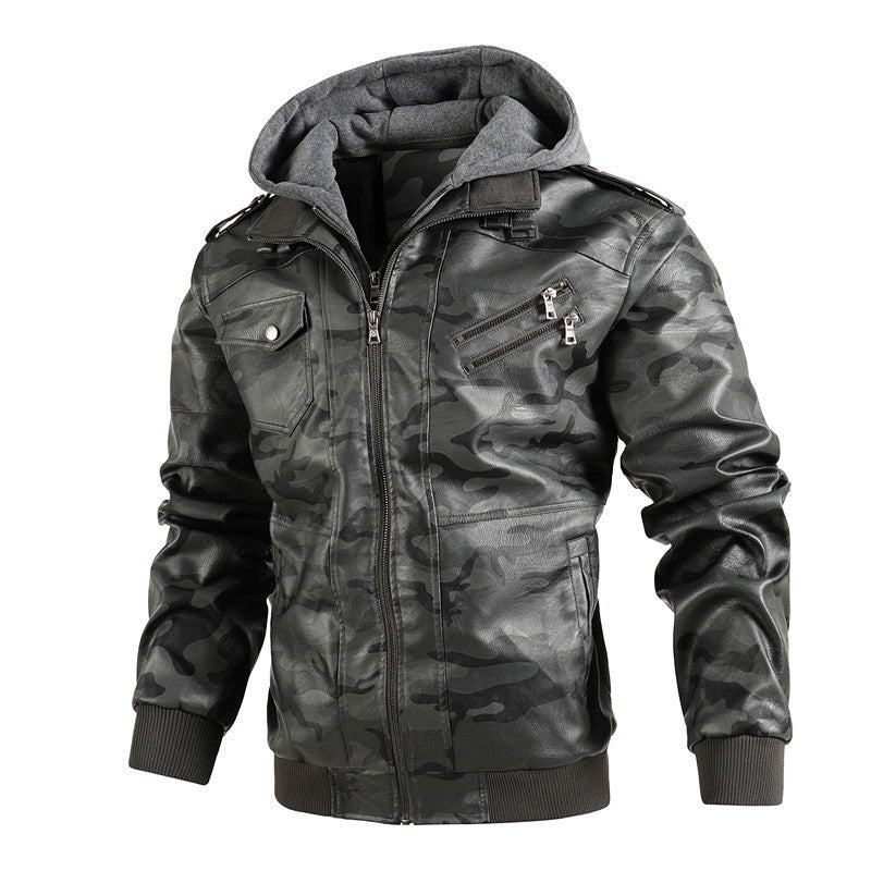 Premium Herren Lederjacke Mit Kapuze