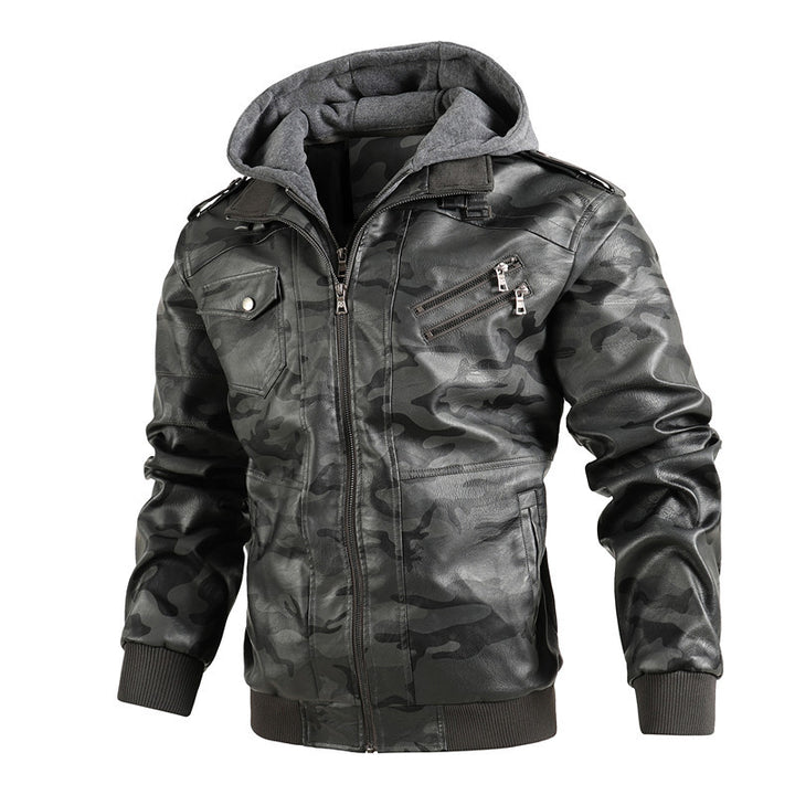Premium Herren Lederjacke Mit Kapuze